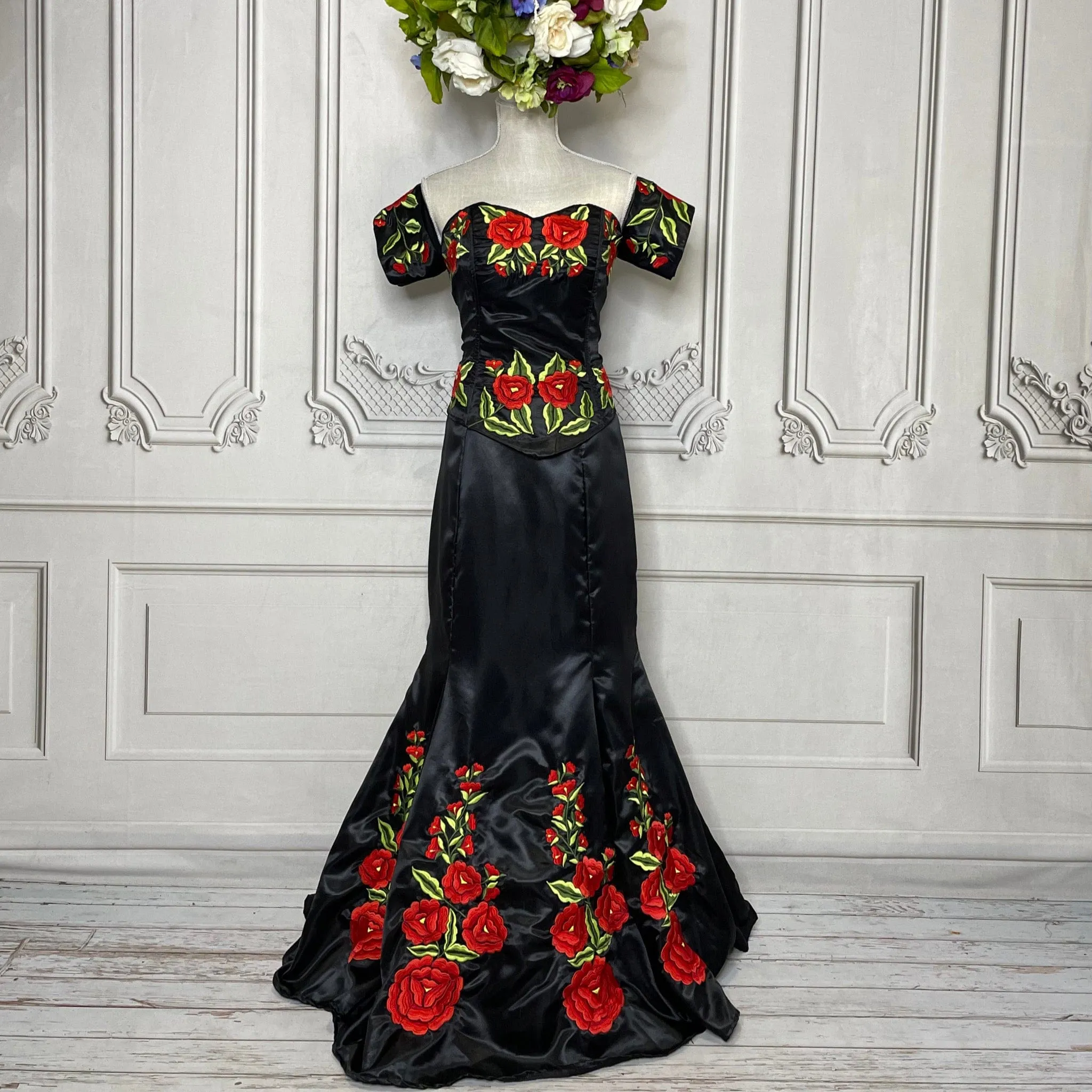 Embroidered Mexican Evening Dress - Maria Bonita