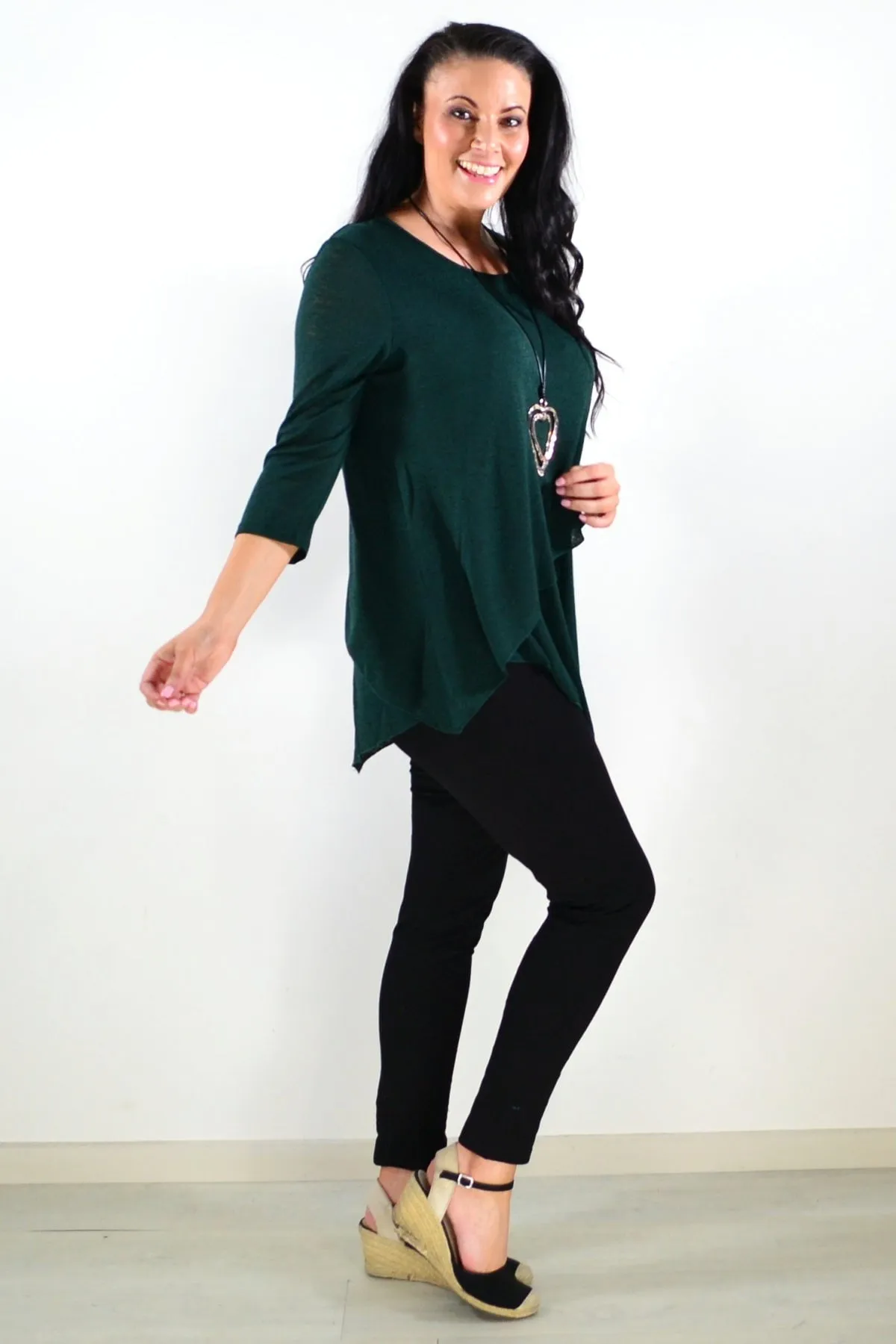 Emerald Evening Elegance Tunic Top