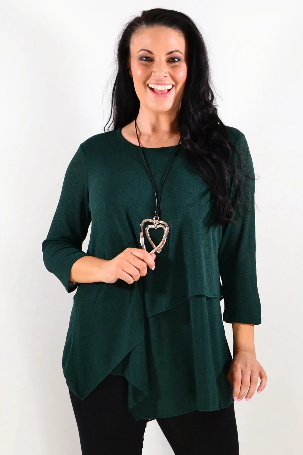 Emerald Evening Elegance Tunic Top