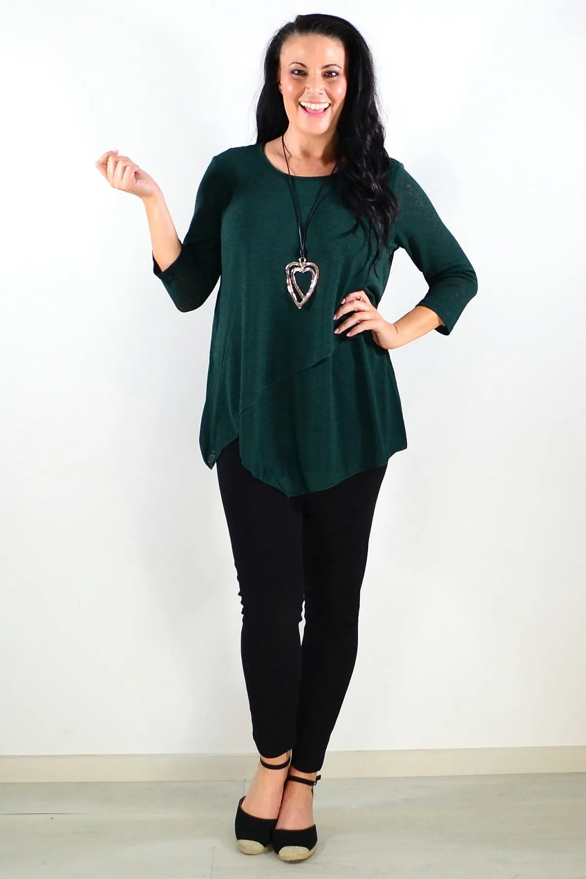 Emerald Evening Elegance Tunic Top