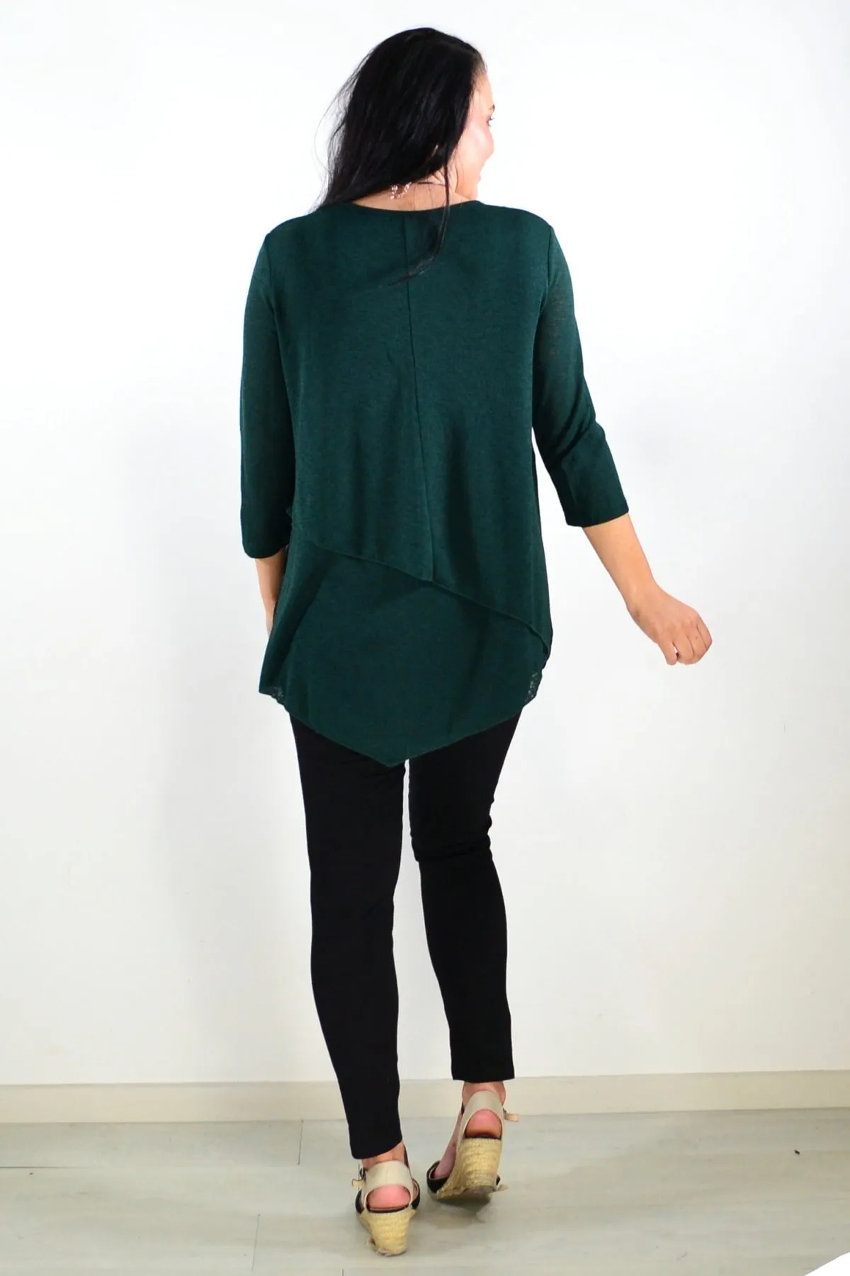 Emerald Evening Elegance Tunic Top