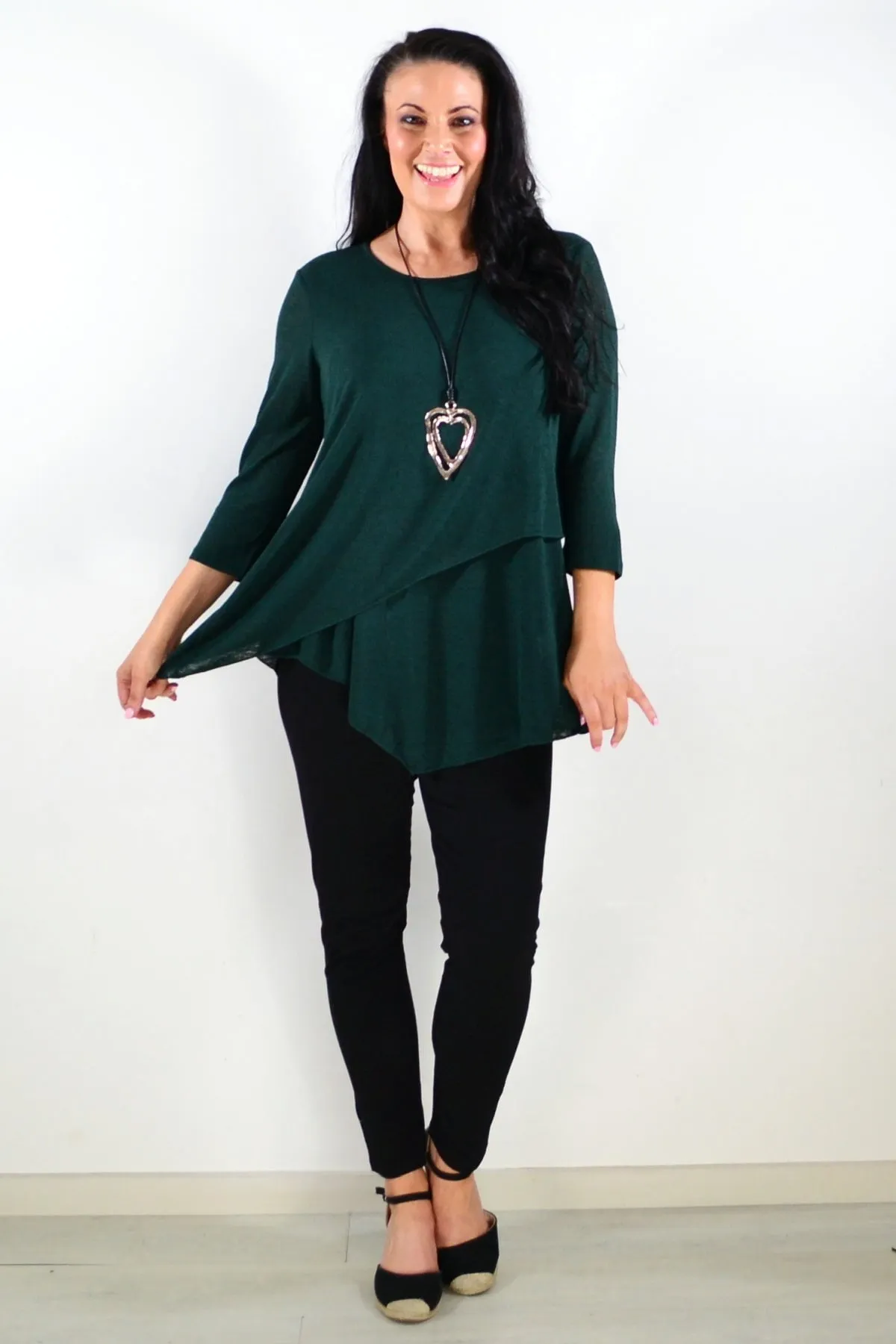 Emerald Evening Elegance Tunic Top