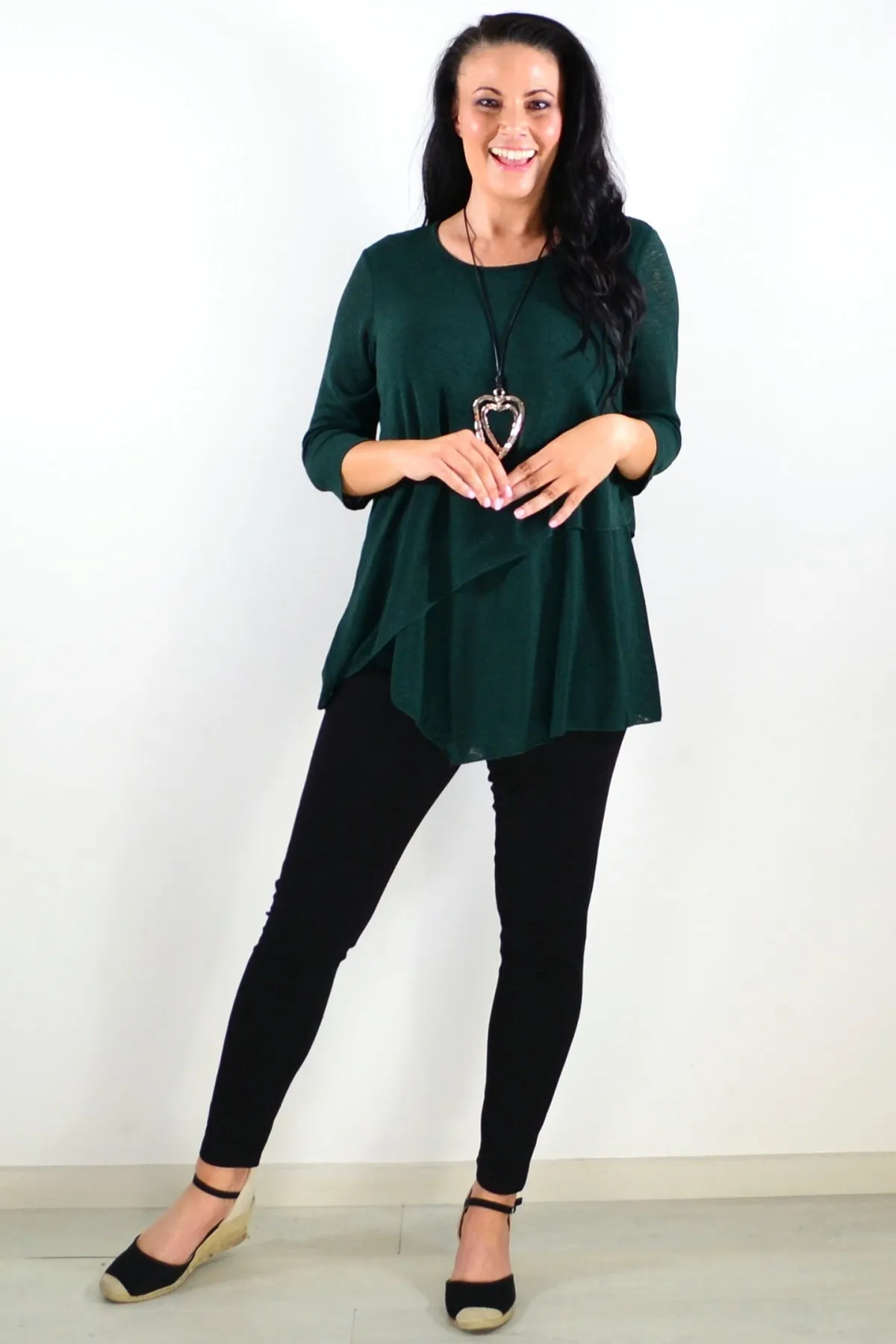 Emerald Evening Elegance Tunic Top