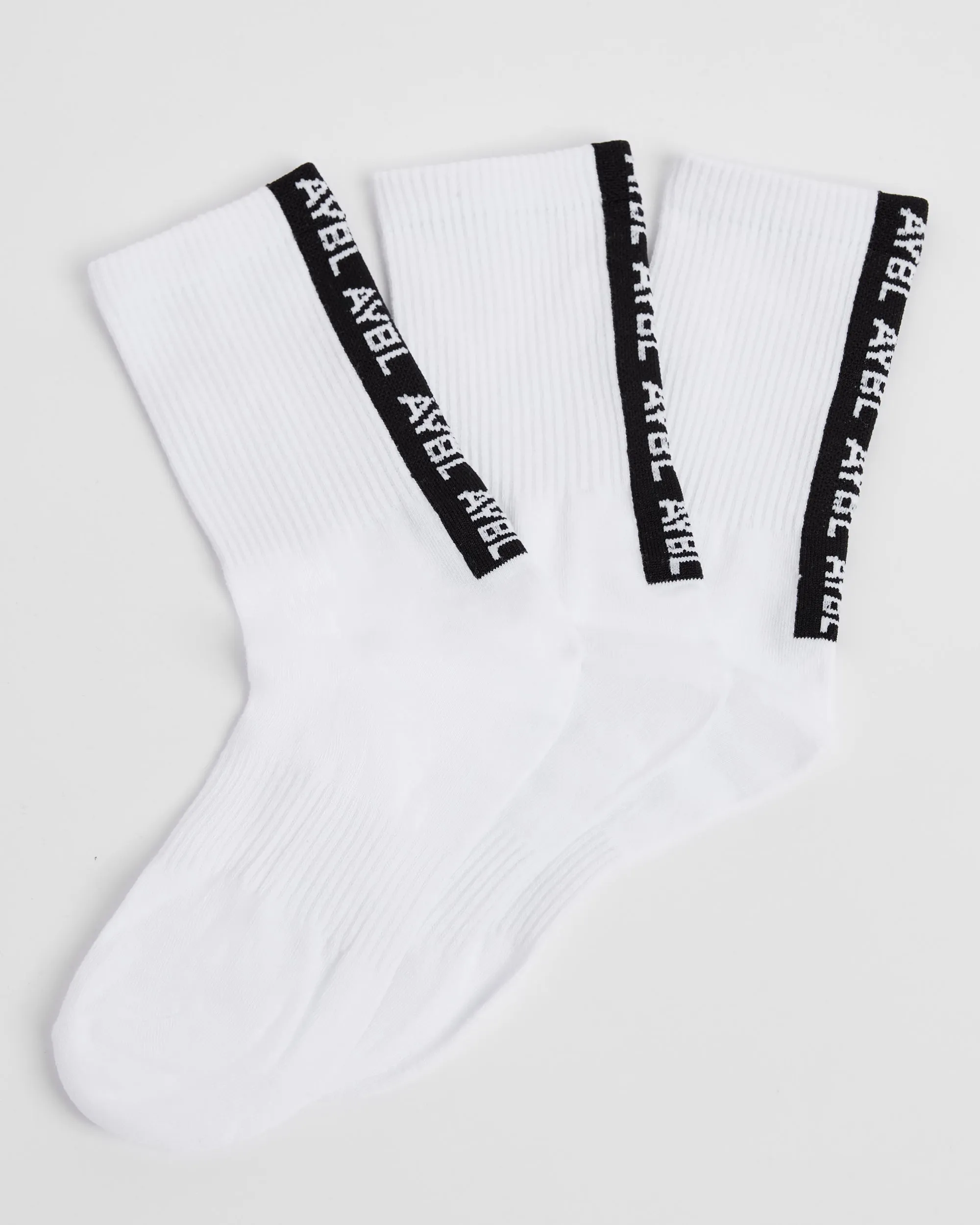 Everyday Back Stripe Crew Socks (3 Pack) - White