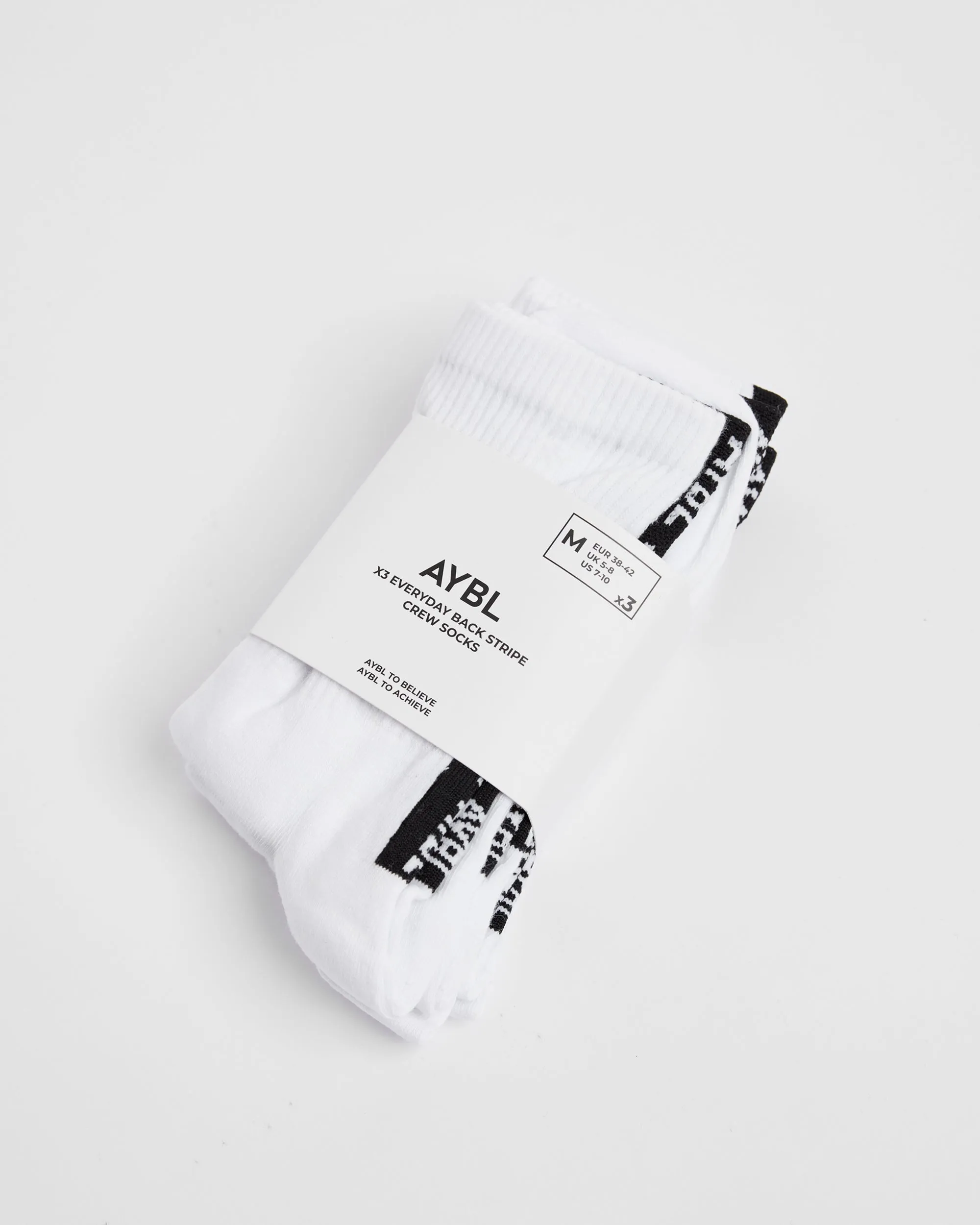 Everyday Back Stripe Crew Socks (3 Pack) - White