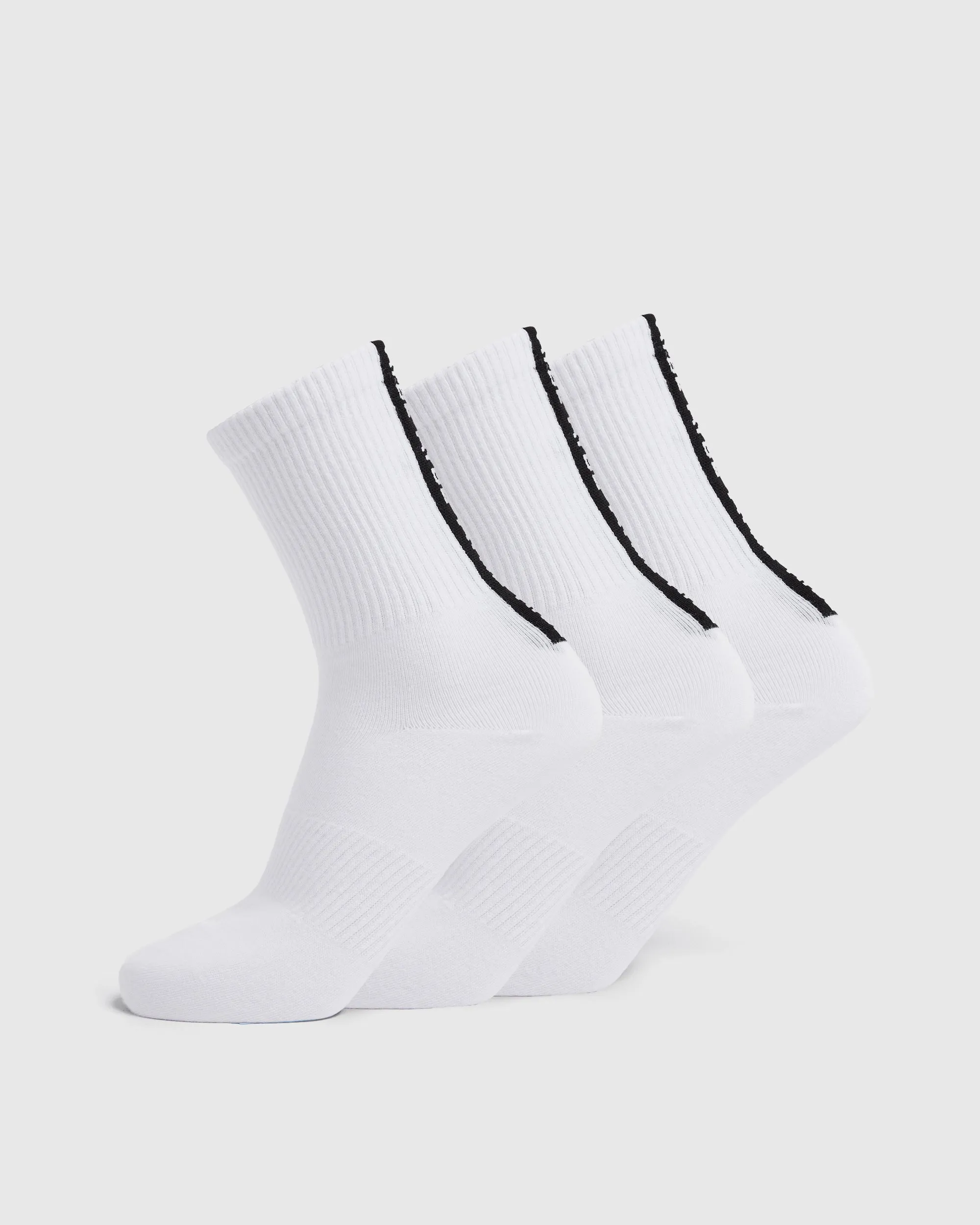 Everyday Back Stripe Crew Socks (3 Pack) - White