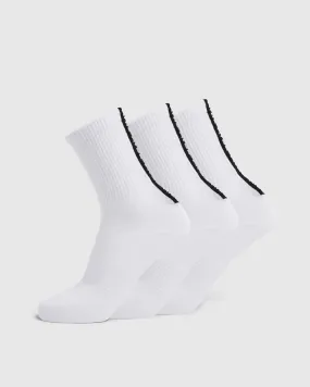 Everyday Back Stripe Crew Socks (3 Pack) - White