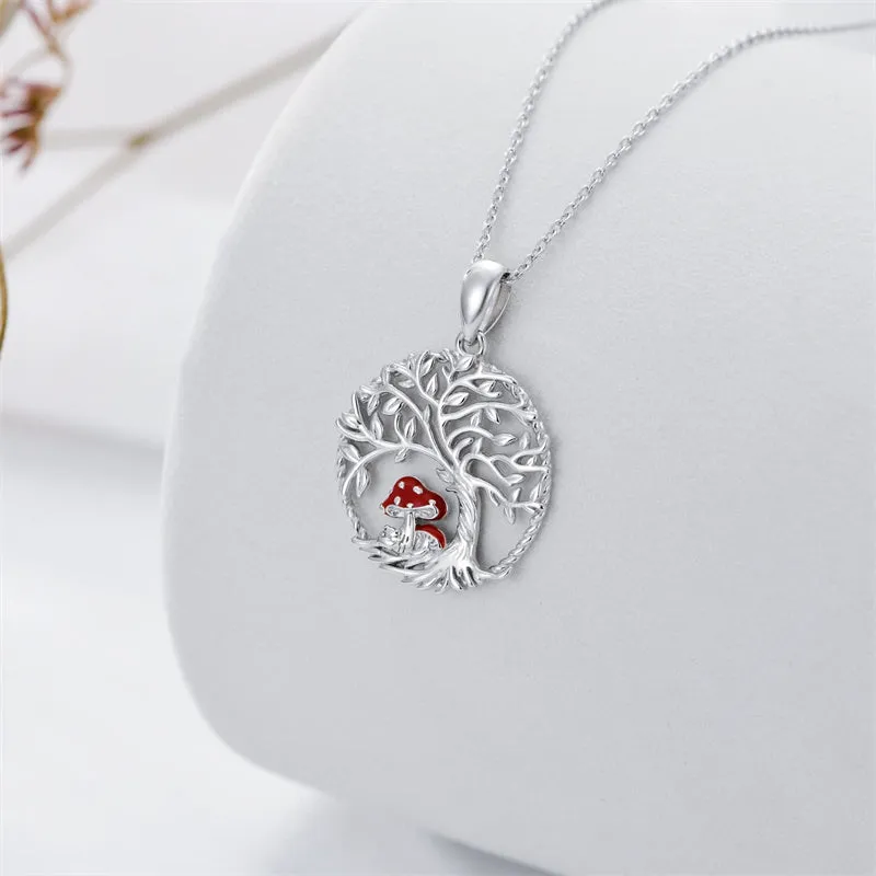 Frog Necklace 925 Sterling Silver MushroomFrog Necklaces Jewelry Gifts Pendant for Women Girls Wife Girlfriend Sister Birthday Gifts