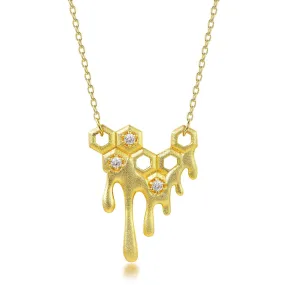 Honeycomb With Dripping Honey Pendant Chain Necklaces Life With MaK’s Honeycomb Bee Kind Jewelry Collection