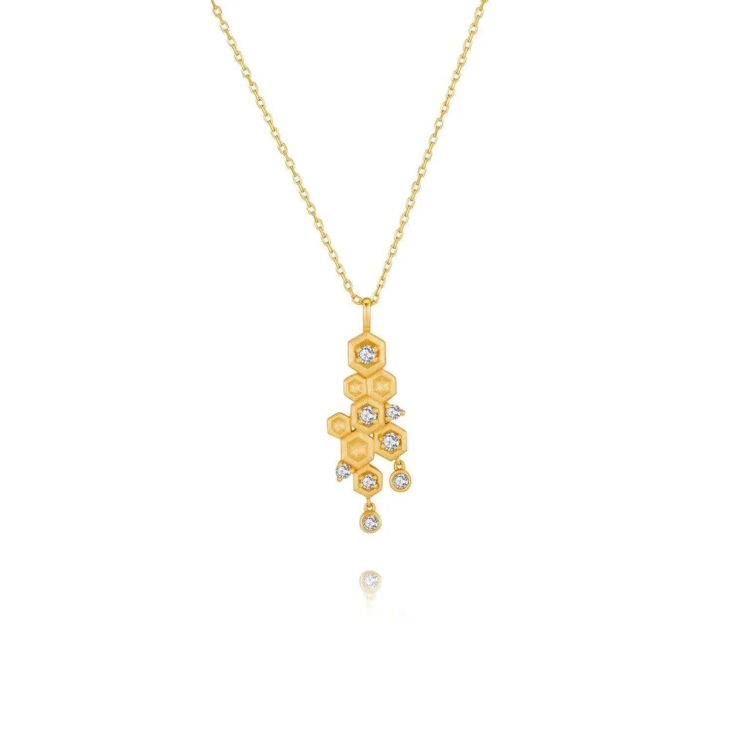 Honeycomb With Honey Pendant Chain Necklaces Life With MaK’s Honeycomb Bee Kind Jewelry Collection