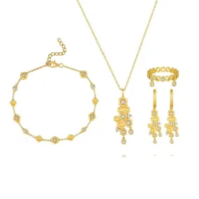 Honeycomb With Honey Ring Earrings Necklaces Bracelet Jewelry Sets Designed by Life With Mak