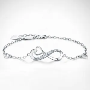 Infinity Heart 925 Silver Bracelet Eternal Love Bracelet