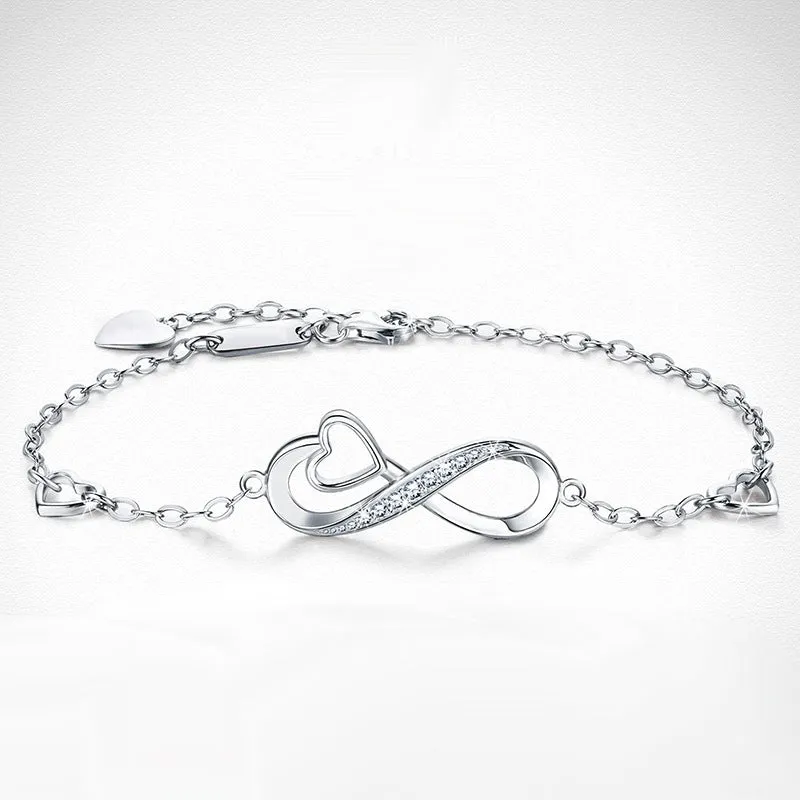 Infinity Heart 925 Silver Bracelet Eternal Love Bracelet