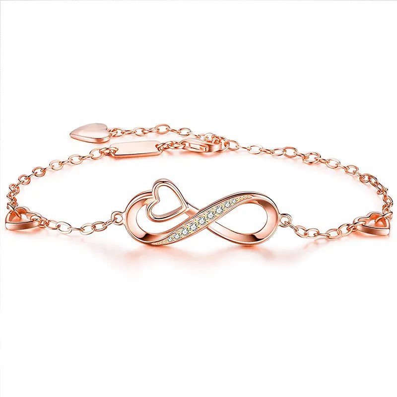 Infinity Heart 925 Silver Bracelet Eternal Love Bracelet