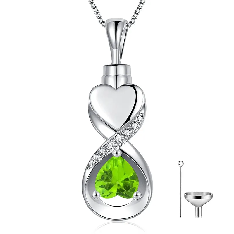 Infinity Heart Cremation Jewelry for Ashes Sterling Silver Urn Necklaces for Women