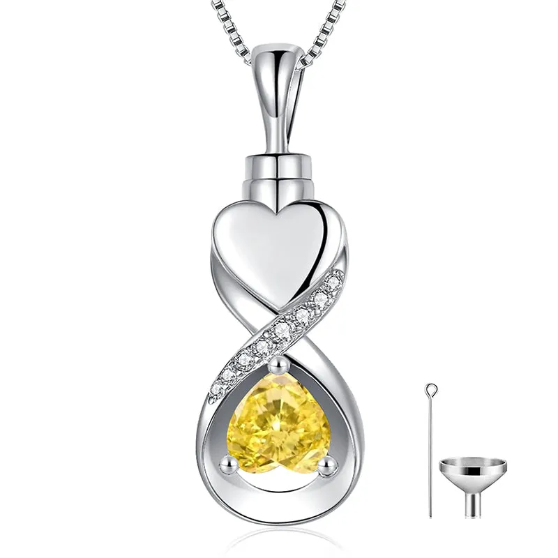 Infinity Heart Cremation Jewelry for Ashes Sterling Silver Urn Necklaces for Women