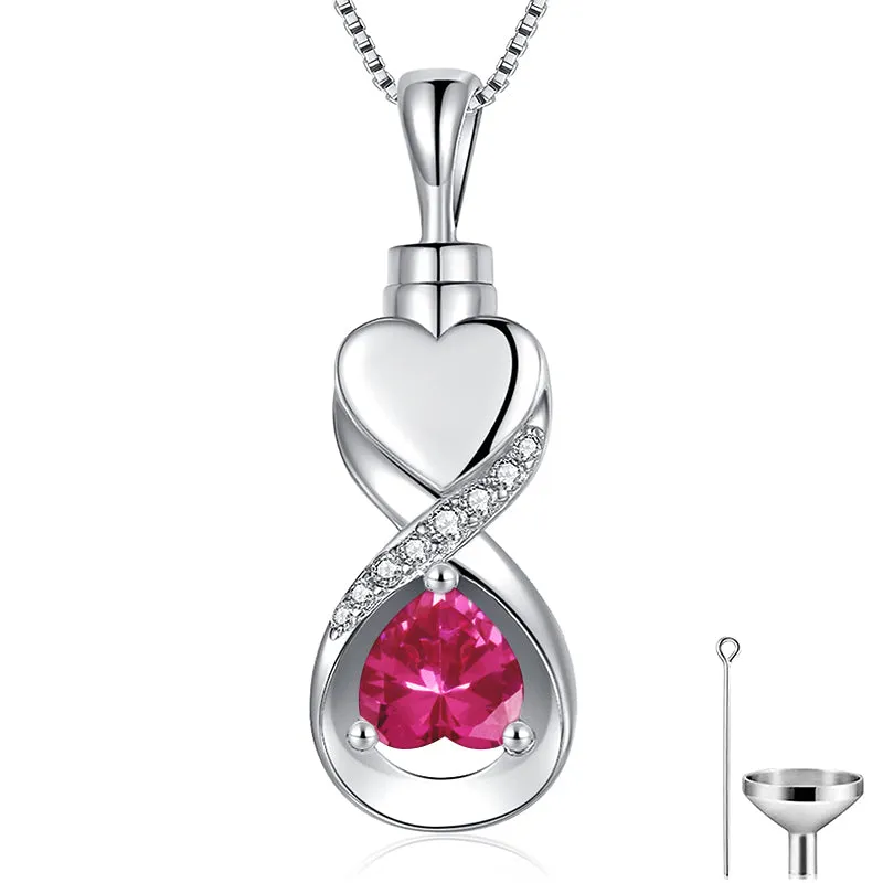 Infinity Heart Cremation Jewelry for Ashes Sterling Silver Urn Necklaces for Women