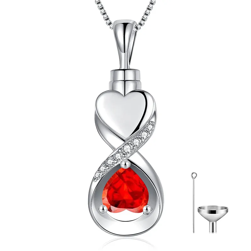 Infinity Heart Cremation Jewelry for Ashes Sterling Silver Urn Necklaces for Women