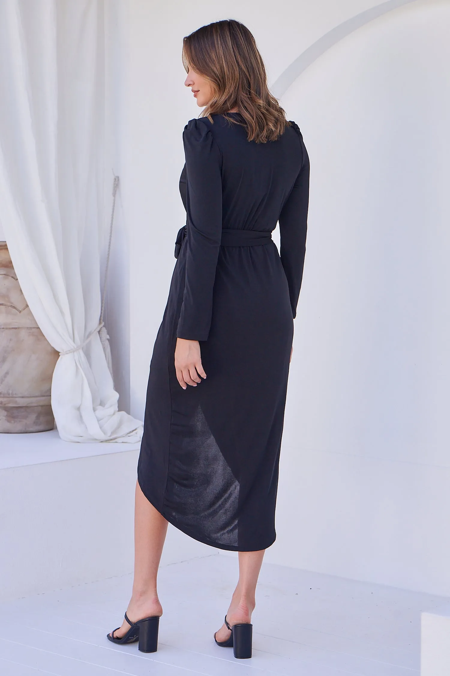 Jackie Long Sleeve Black Evening Dress