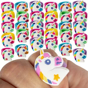 Kicko Unicorn Rubber Rings for Girls - Pack of 36-1 Inch Multi-Colored Accessory Toy