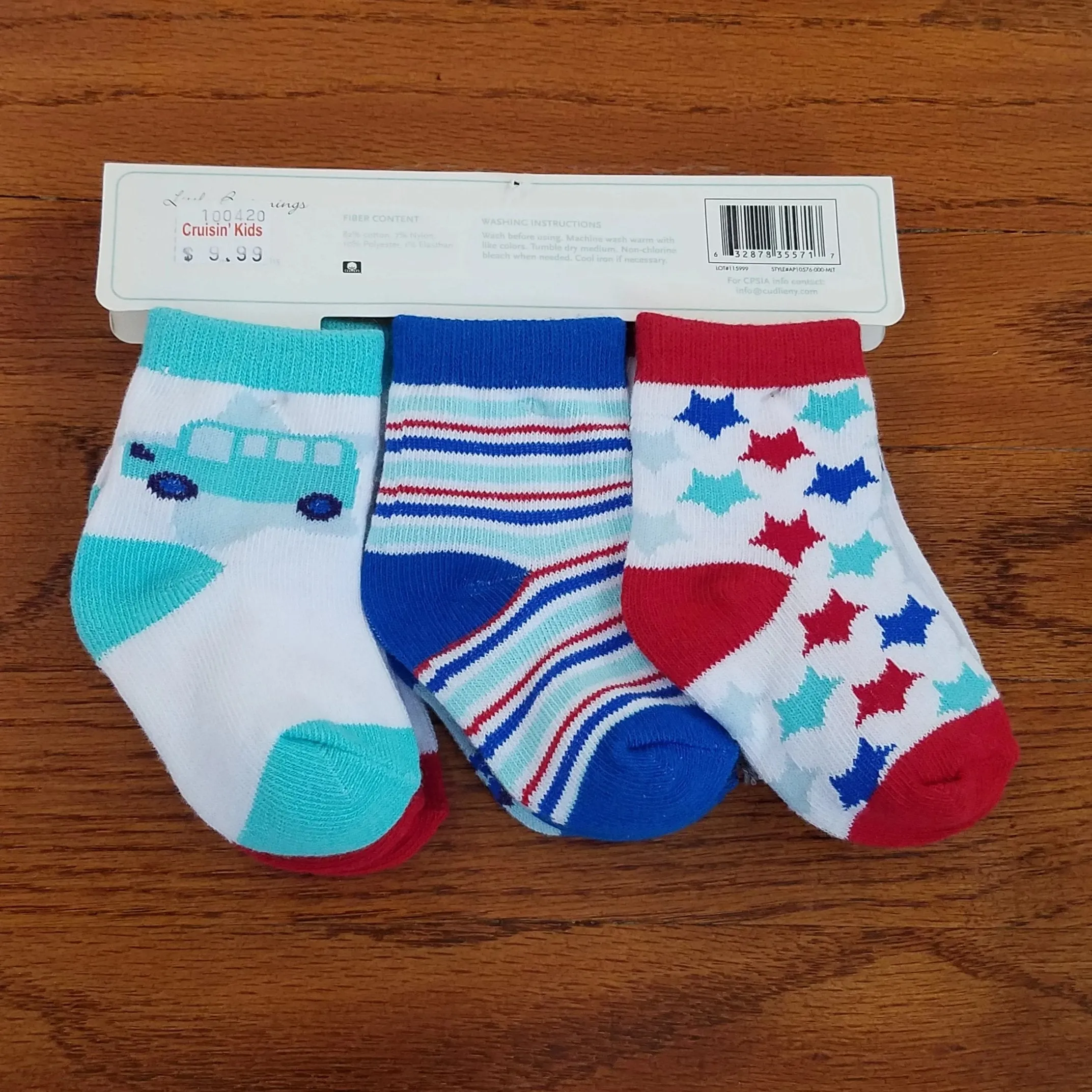 Little Beginnings 6pack boys car Socks