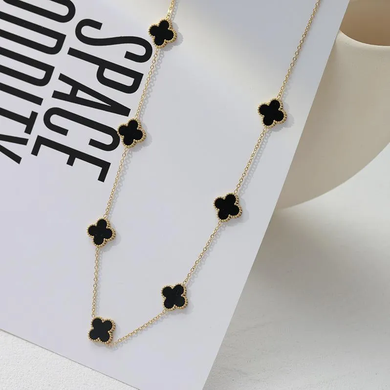 Long Chain Necklace Four Leaf Flower Style Necklaces For Women Fashion Neck Jewelry - X3476022