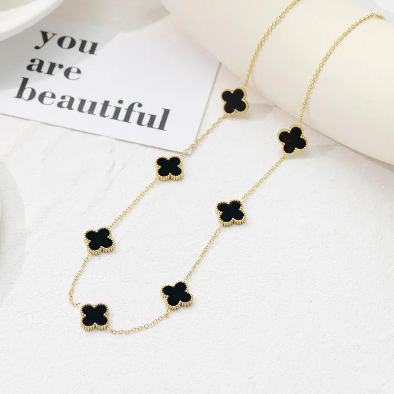 Long Chain Necklace Four Leaf Flower Style Necklaces For Women Fashion Neck Jewelry - X3476022