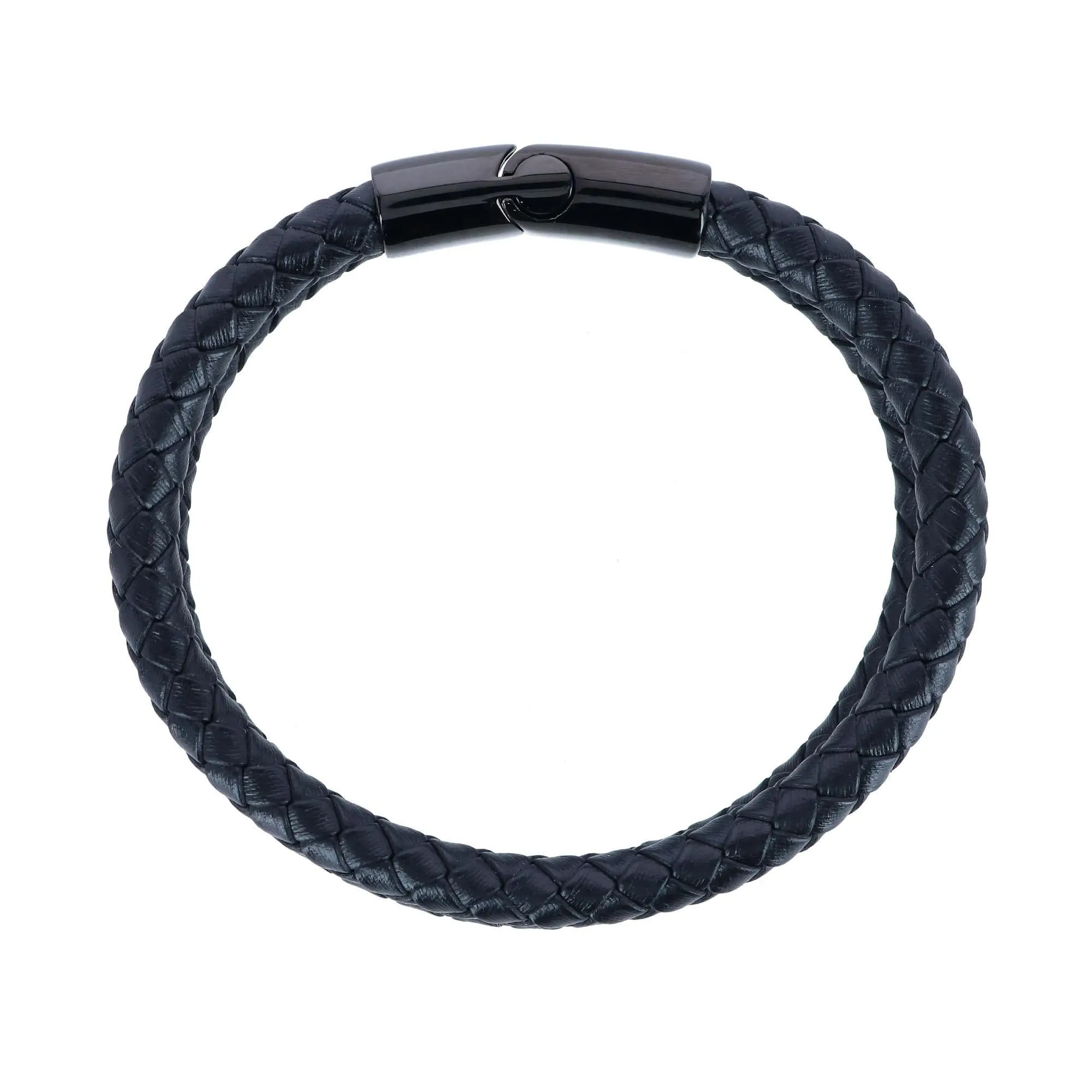 Loose Fit Simple 2 Band Braided Secure Clasp Leather Bracelet