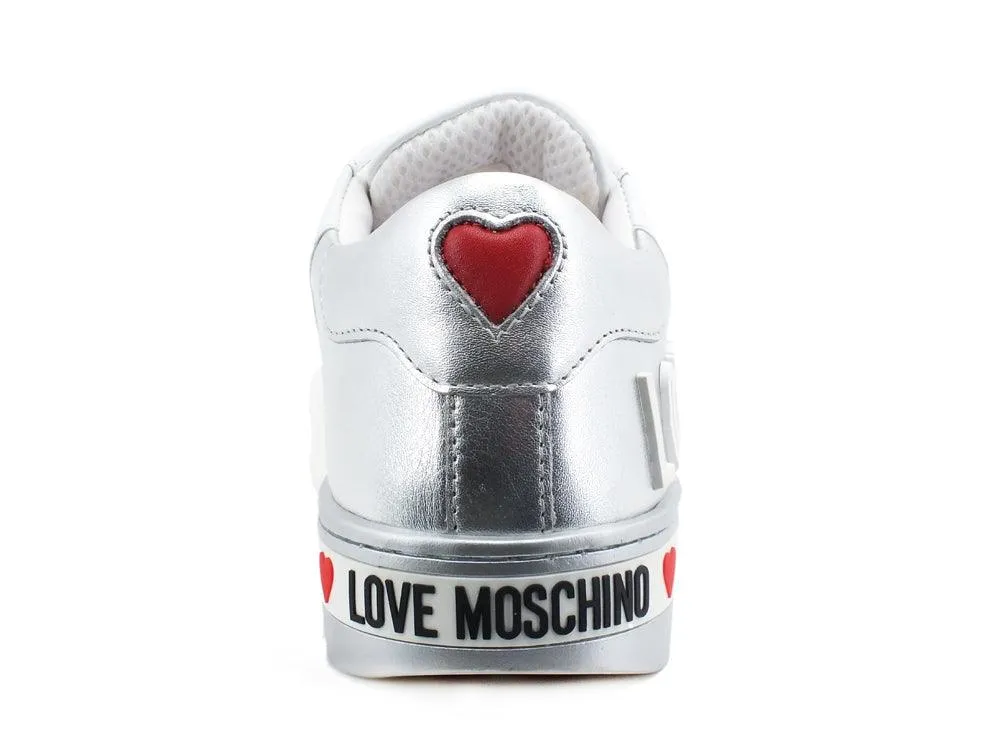 LOVE MOSCHINO Sneaker Cassetta 35 Bicolor Bianco Argento JA15123G1CIA210A