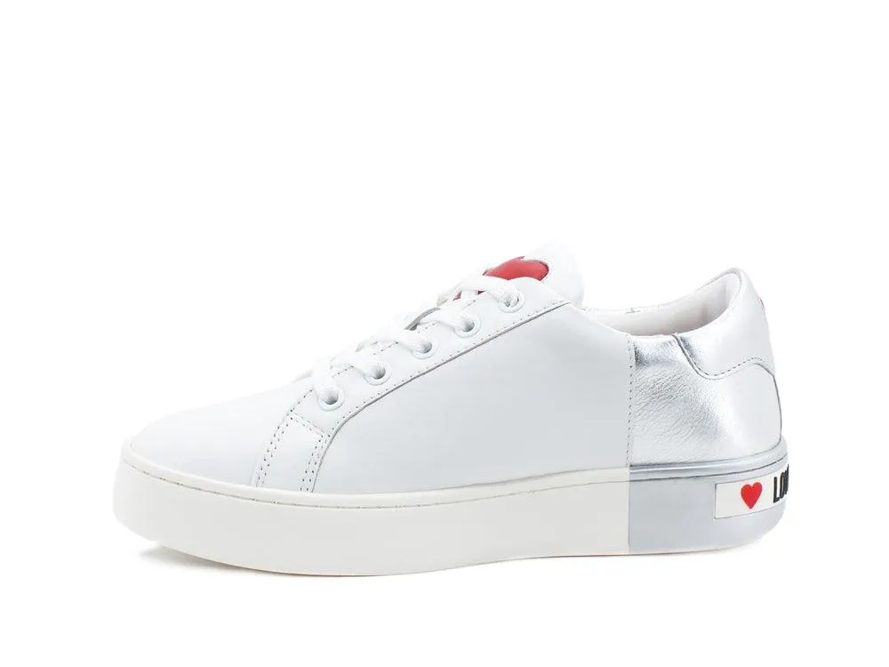 LOVE MOSCHINO Sneaker Cassetta 35 Bicolor Bianco Argento JA15123G1CIA210A