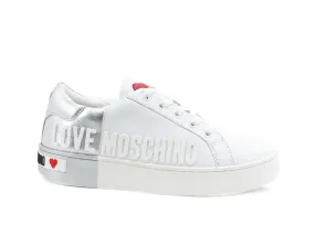 LOVE MOSCHINO Sneaker Cassetta 35 Bicolor Bianco Argento JA15123G1CIA210A