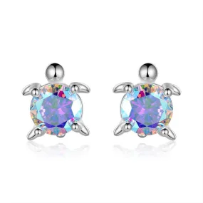 Luxurious Pure S925 Silver Turtle Crystal Earrings