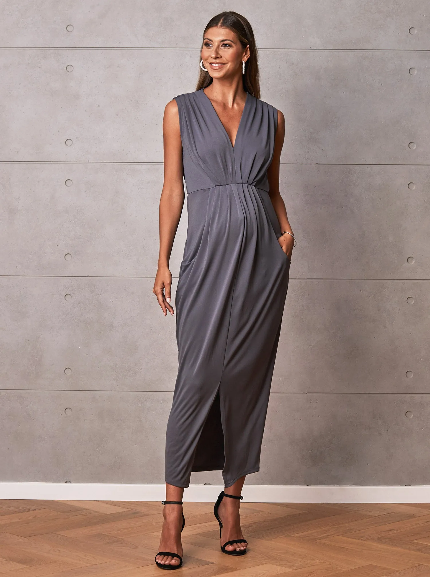 Maternity Evening Dress in Excalibur Grey