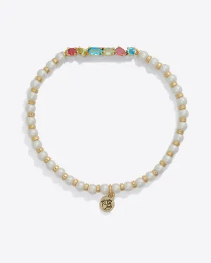 Mixed Gem Pearl Stretch Bracelet