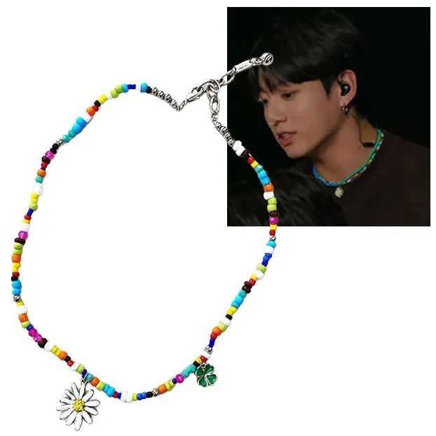 Multicolor Cool Summer Charm Necklaces Daisy Floral Flower Jewelry Kpop Fashion BTS Accessories Casual