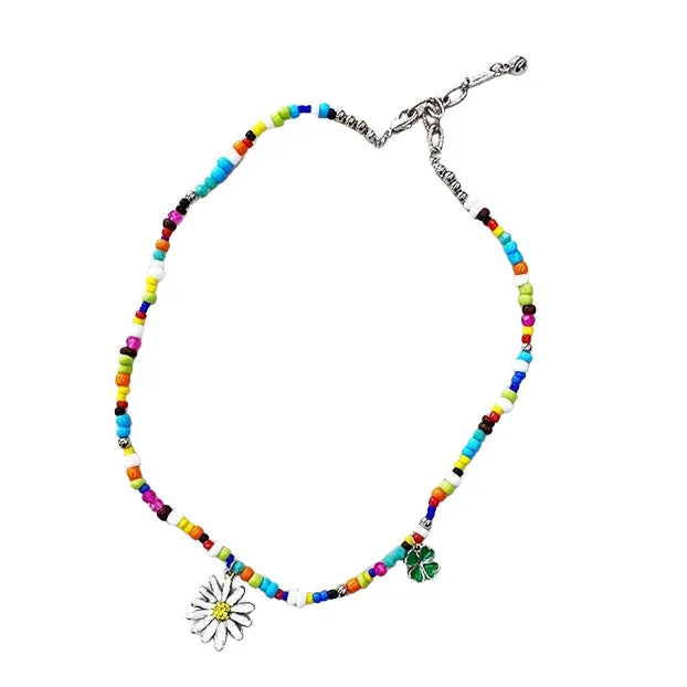 Multicolor Cool Summer Charm Necklaces Daisy Floral Flower Jewelry Kpop Fashion BTS Accessories Casual