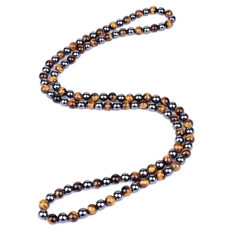 Natural Tiger Eye Stone Beads Necklaces Men Fashion Meditation Yoga Necklaces for Women New Design Handmade Reiki Prayer Jewelry