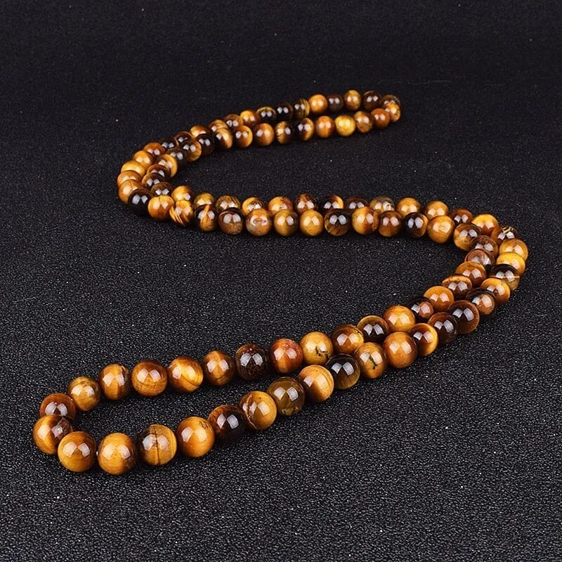 Natural Tiger Eye Stone Beads Necklaces Men Fashion Meditation Yoga Necklaces for Women New Design Handmade Reiki Prayer Jewelry