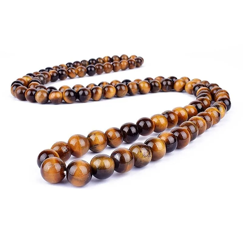 Natural Tiger Eye Stone Beads Necklaces Men Fashion Meditation Yoga Necklaces for Women New Design Handmade Reiki Prayer Jewelry