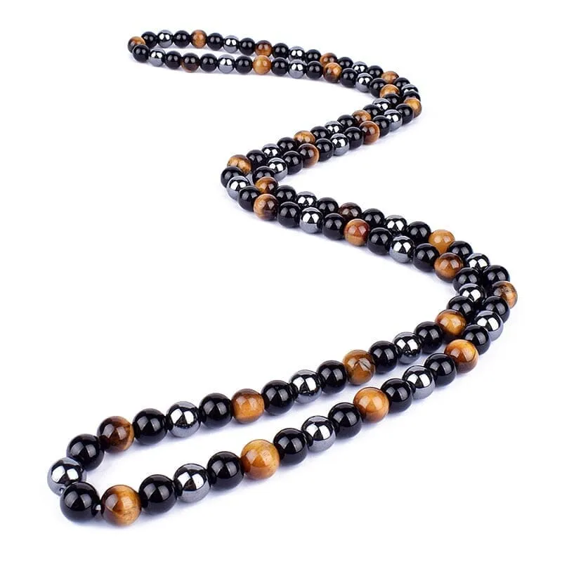 Natural Tiger Eye Stone Beads Necklaces Men Fashion Meditation Yoga Necklaces for Women New Design Handmade Reiki Prayer Jewelry