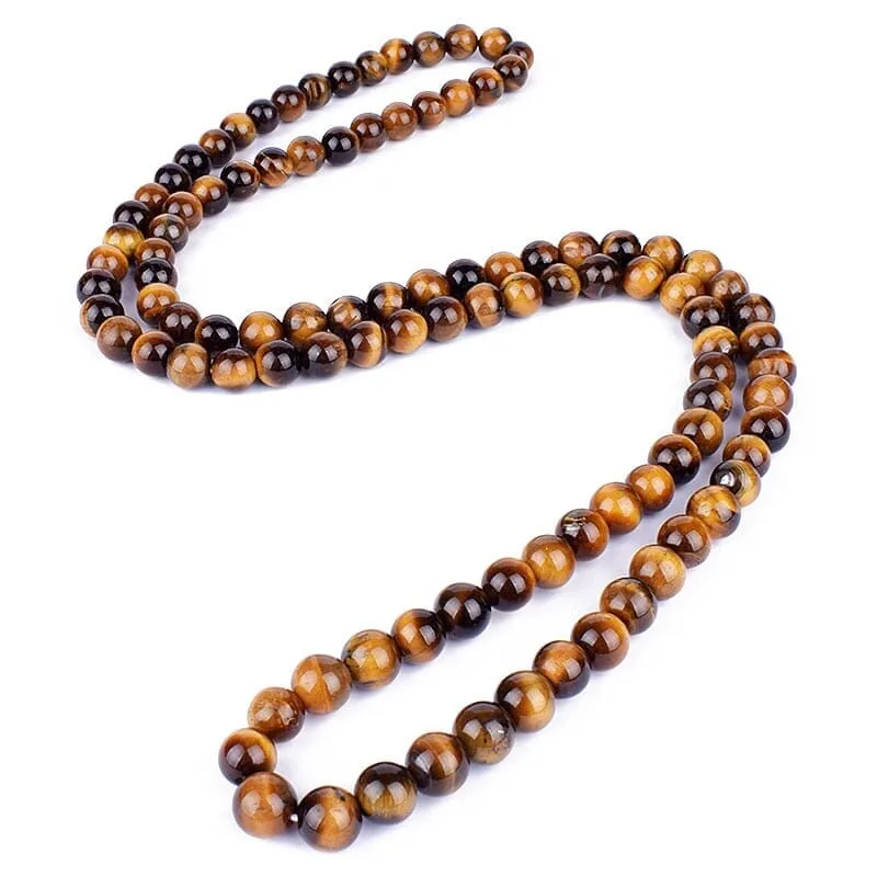 Natural Tiger Eye Stone Beads Necklaces Men Fashion Meditation Yoga Necklaces for Women New Design Handmade Reiki Prayer Jewelry