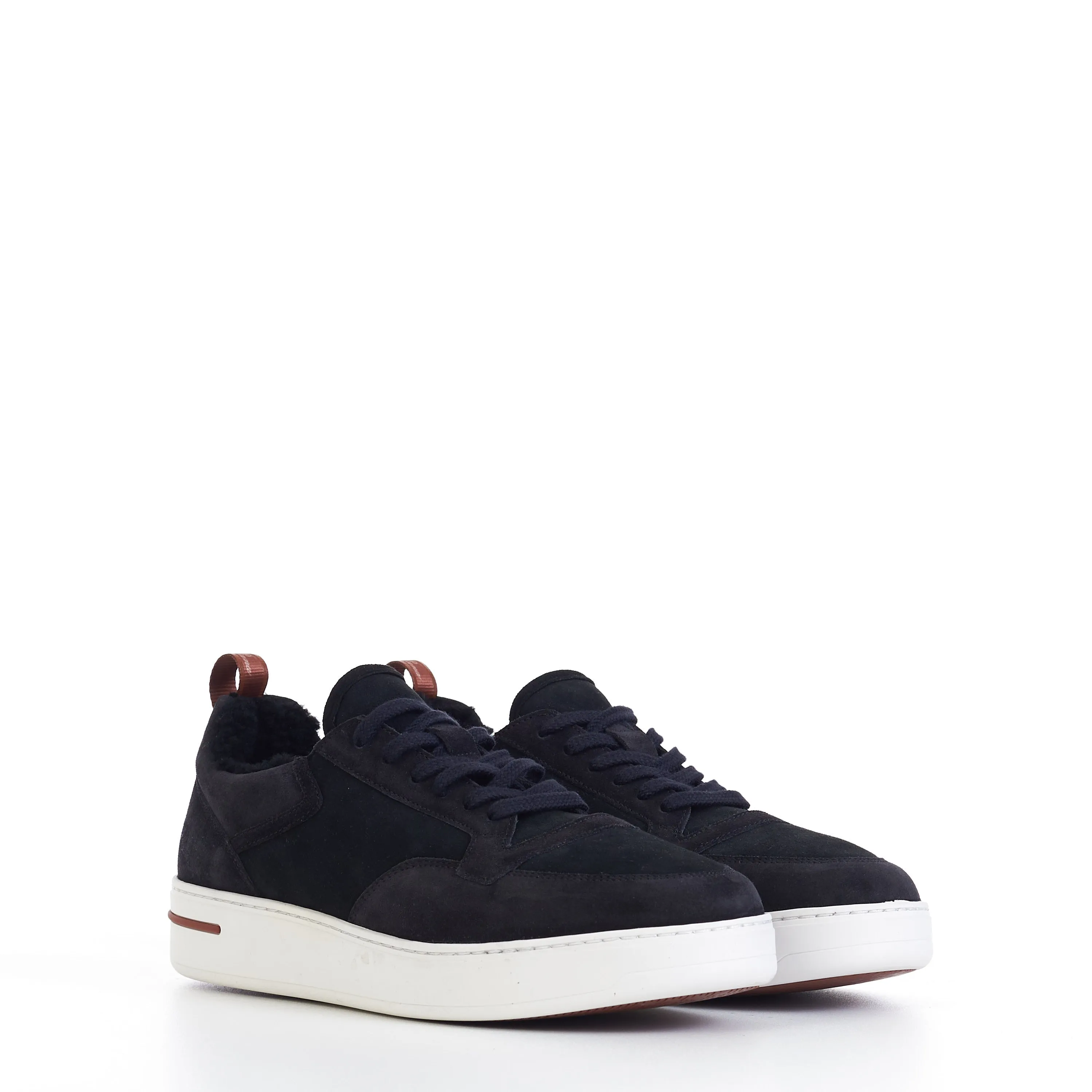 Newport Sneaker With Shearling Lining In Caviar Black Suede