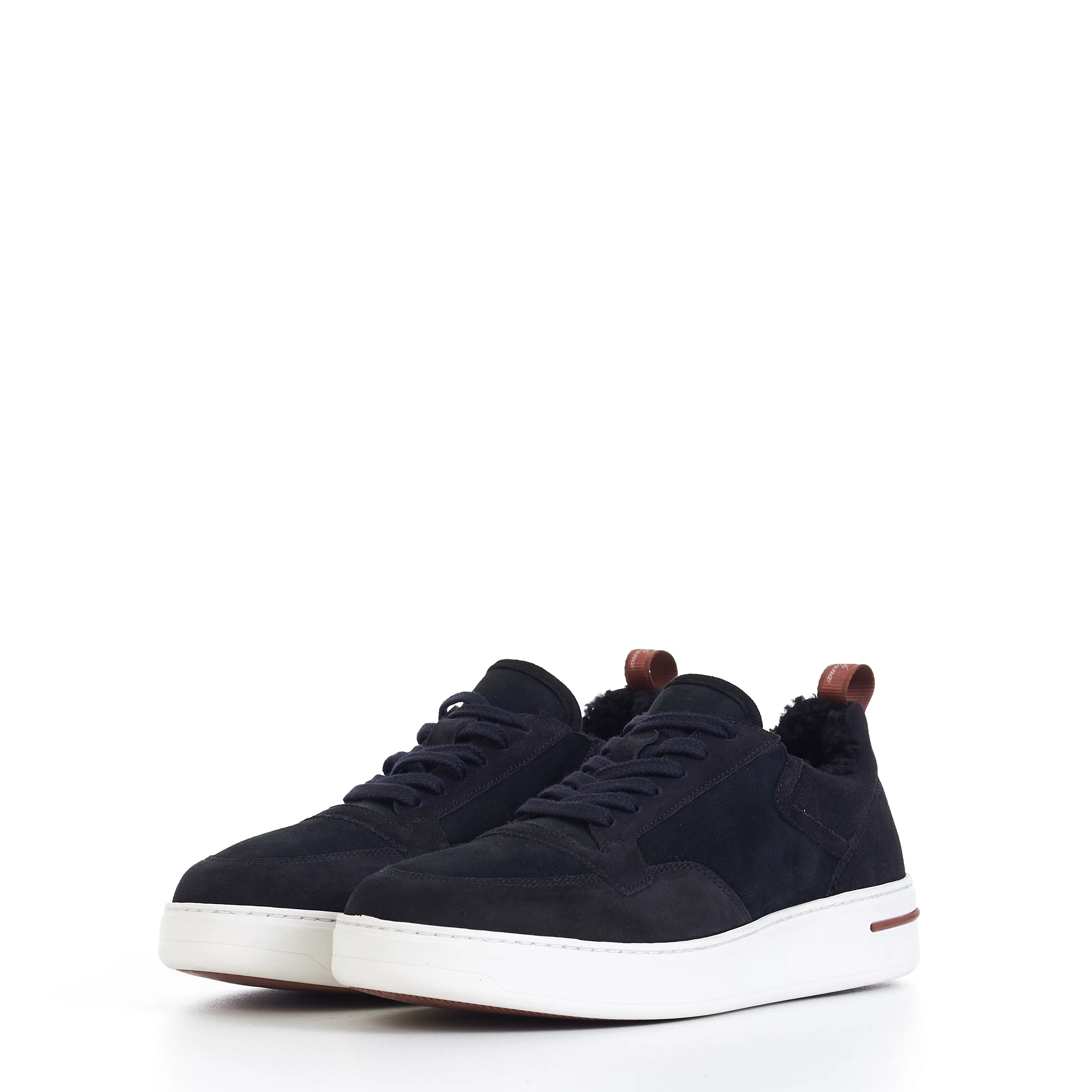 Newport Sneaker With Shearling Lining In Caviar Black Suede