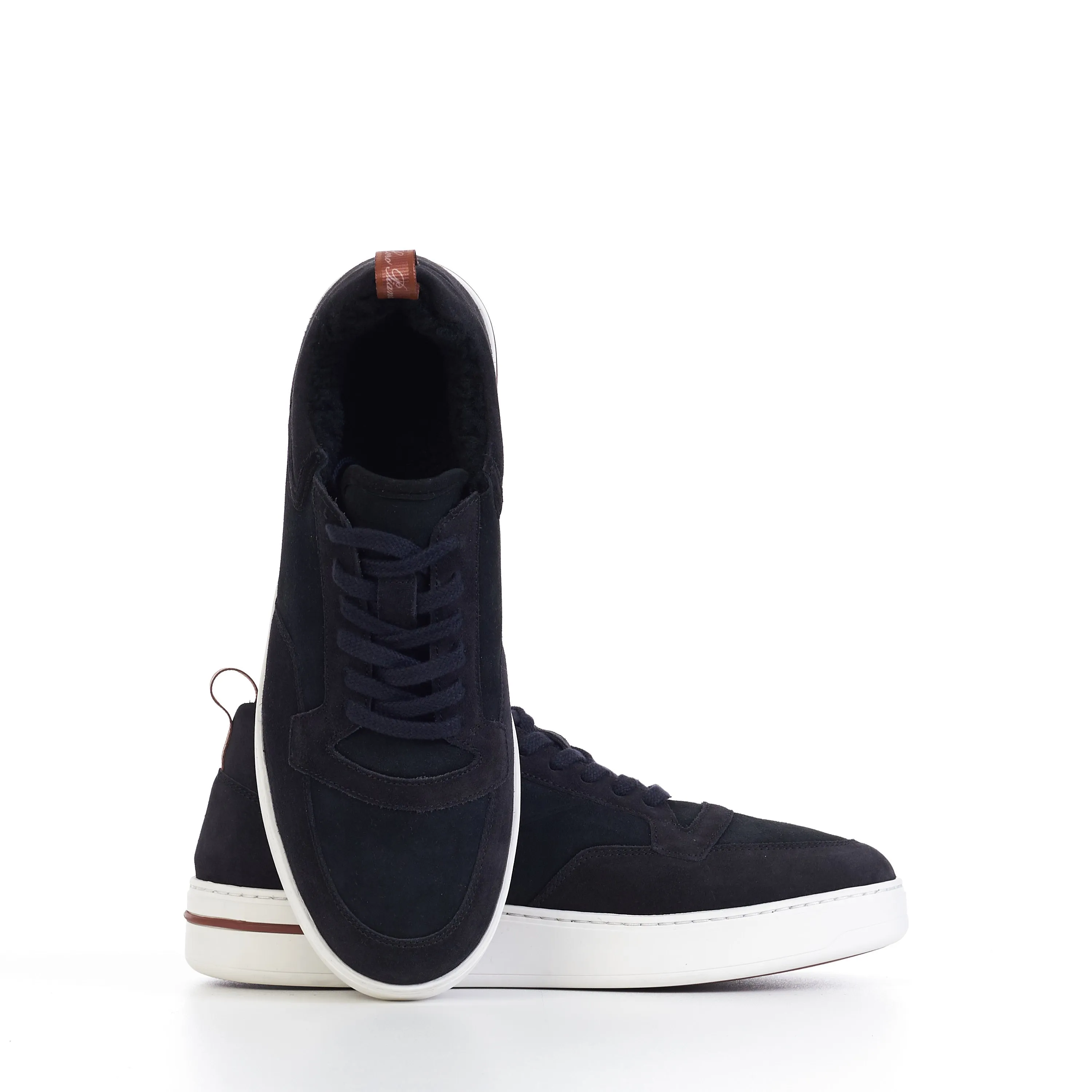 Newport Sneaker With Shearling Lining In Caviar Black Suede