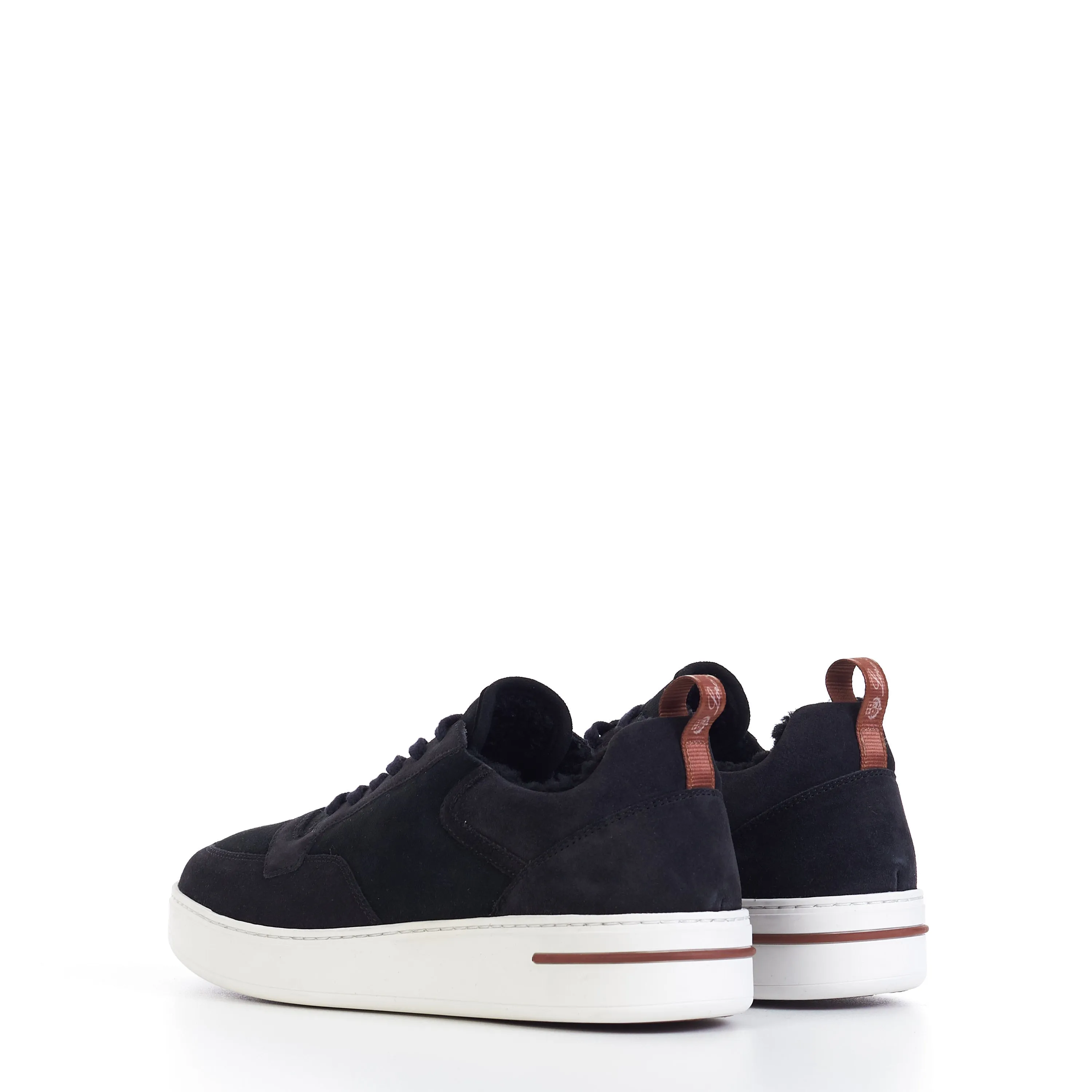 Newport Sneaker With Shearling Lining In Caviar Black Suede