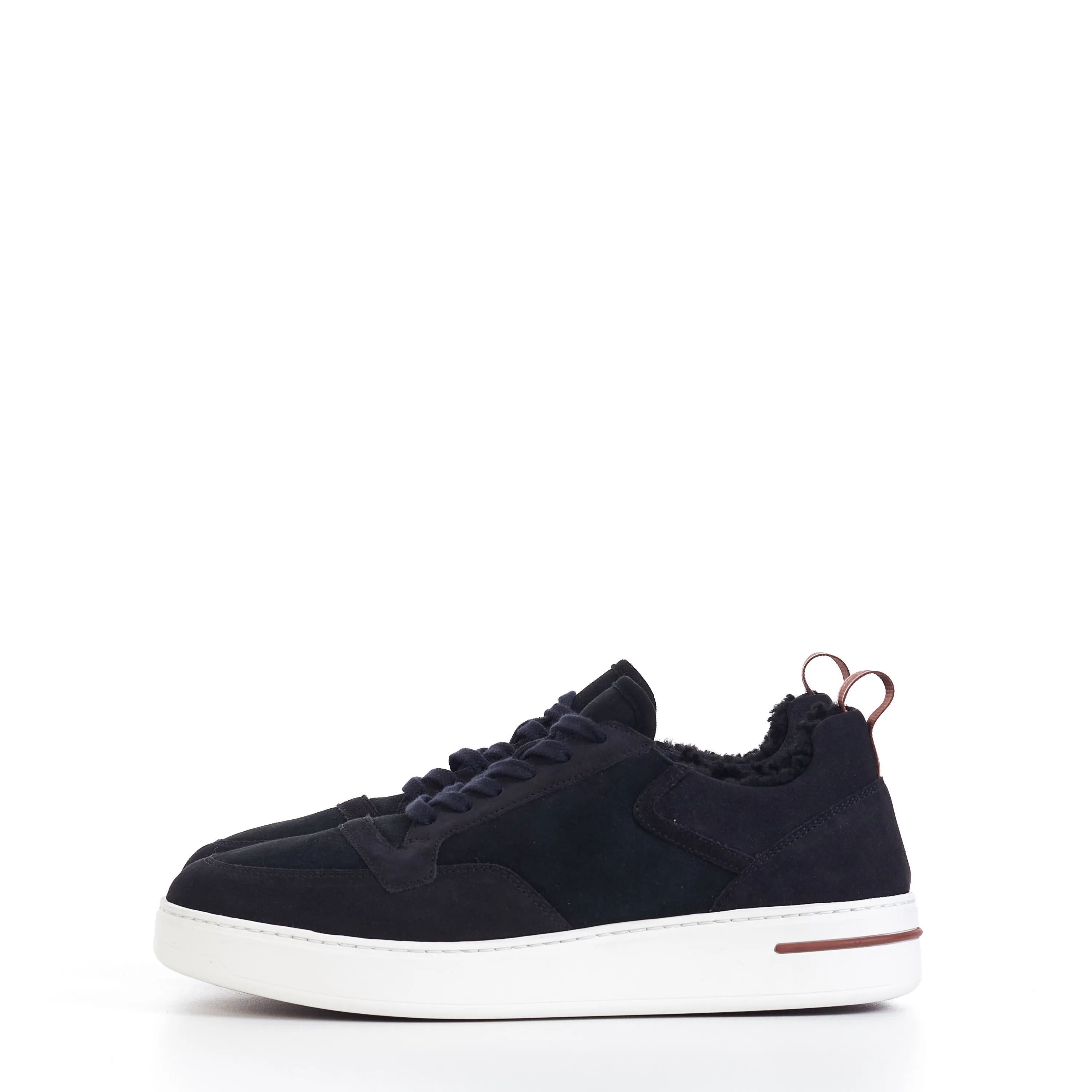 Newport Sneaker With Shearling Lining In Caviar Black Suede