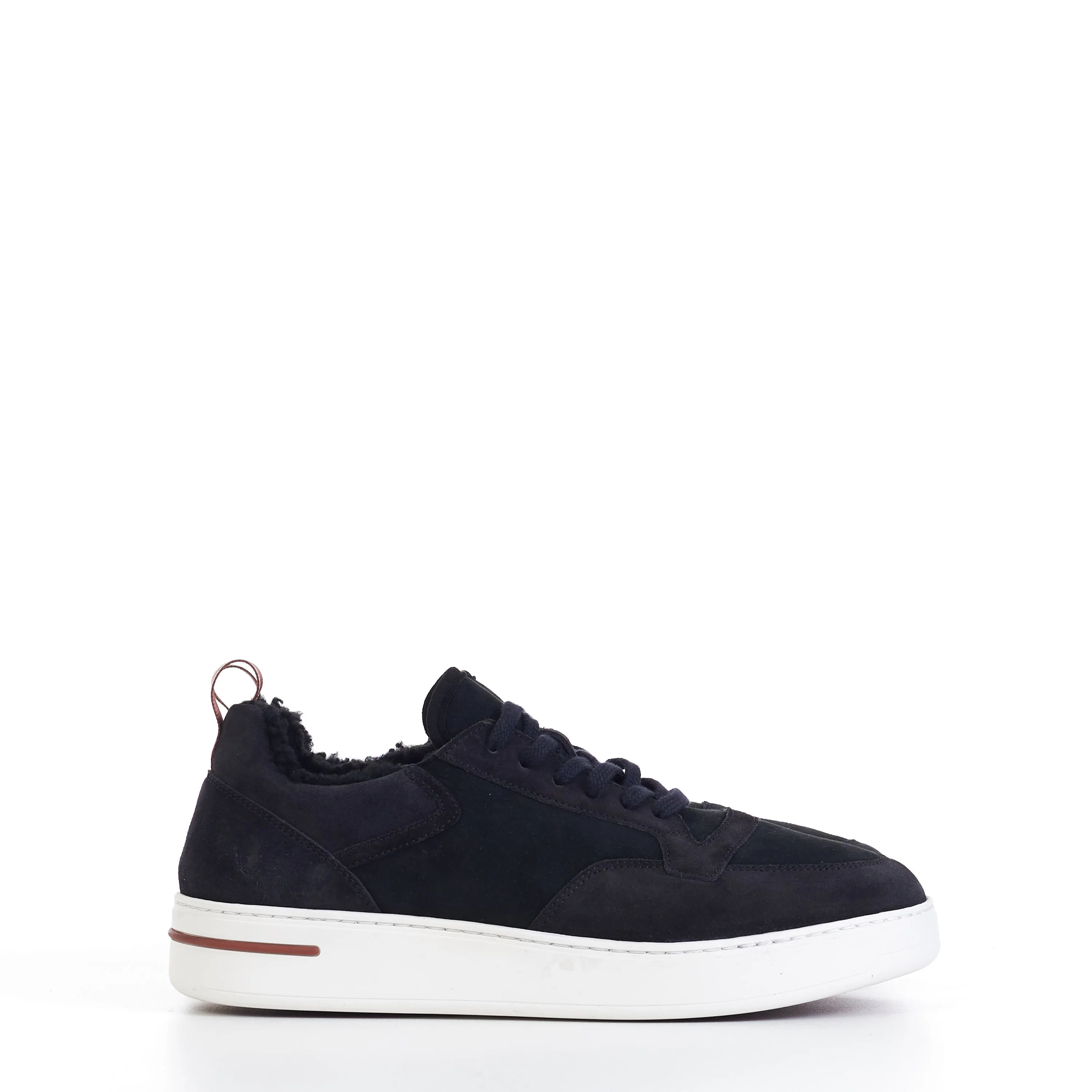 Newport Sneaker With Shearling Lining In Caviar Black Suede