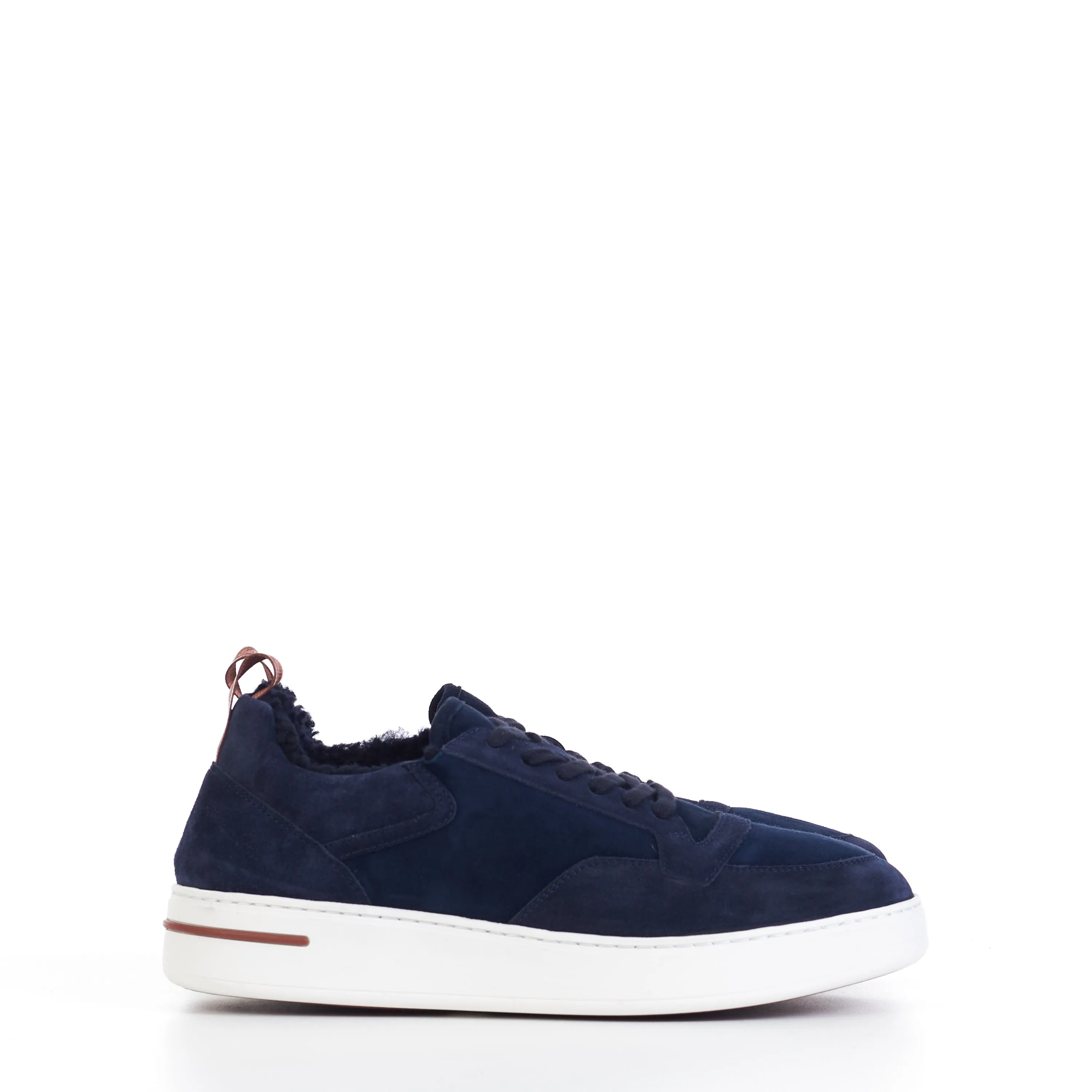 Newport Sneaker With Shearling Lining In Navy Blue Suede