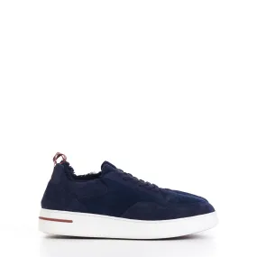 Newport Sneaker With Shearling Lining In Navy Blue Suede