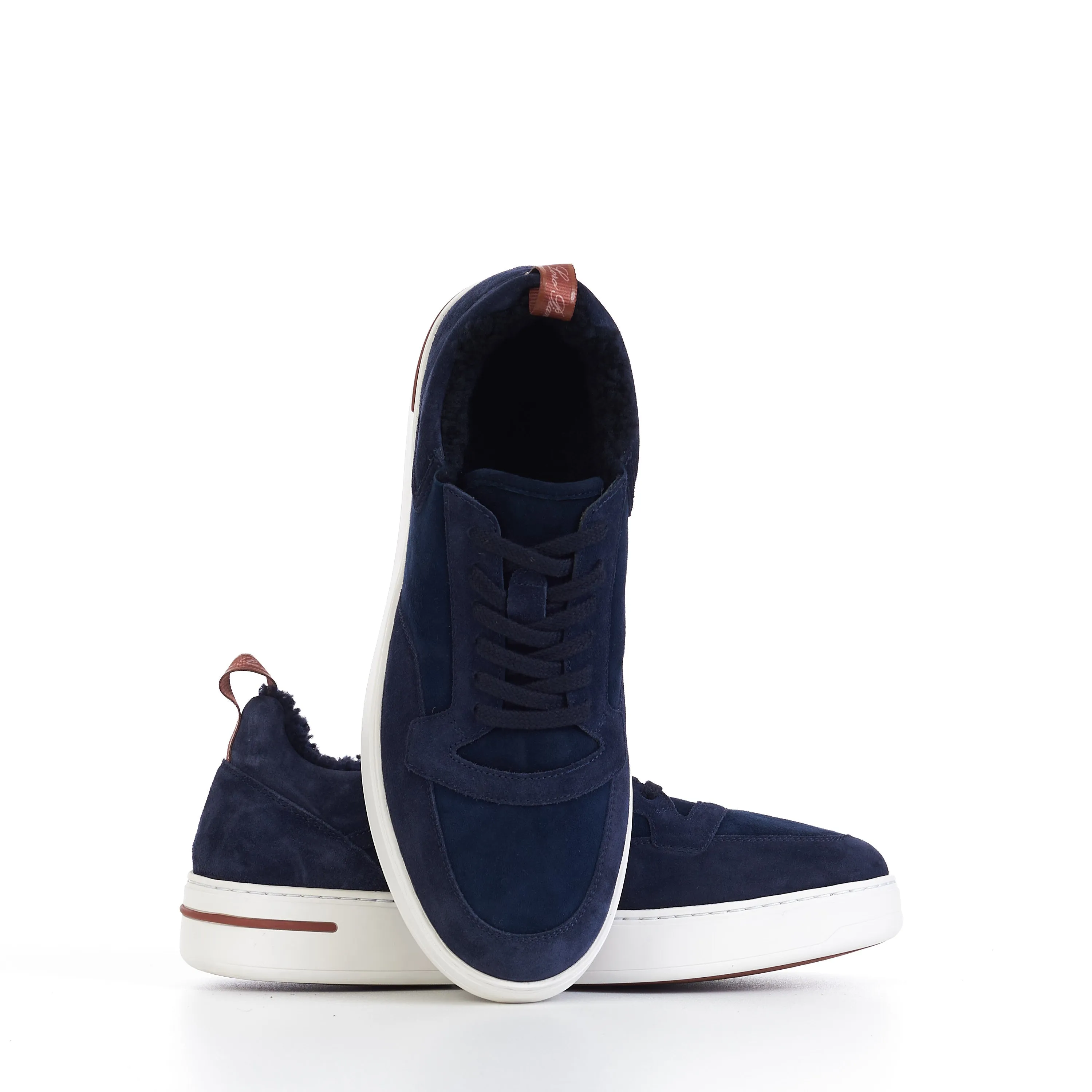 Newport Sneaker With Shearling Lining In Navy Blue Suede